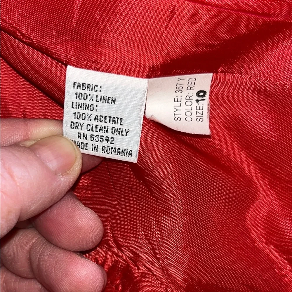 Elegant Red Women's Linen‎ Blazer 10 EUC